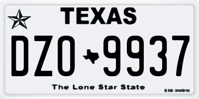 TX license plate DZO9937