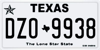 TX license plate DZO9938