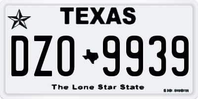 TX license plate DZO9939