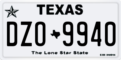 TX license plate DZO9940