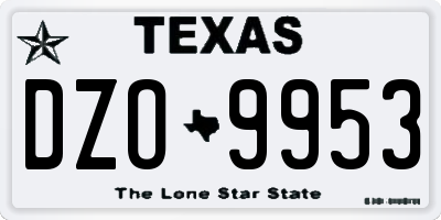 TX license plate DZO9953
