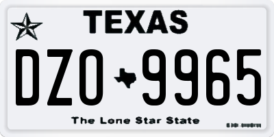 TX license plate DZO9965