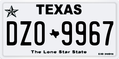 TX license plate DZO9967