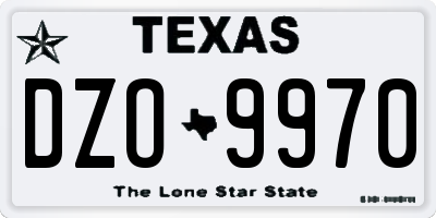 TX license plate DZO9970
