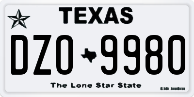 TX license plate DZO9980