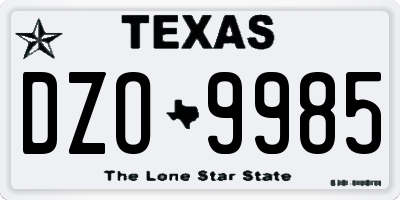 TX license plate DZO9985
