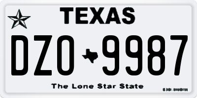 TX license plate DZO9987