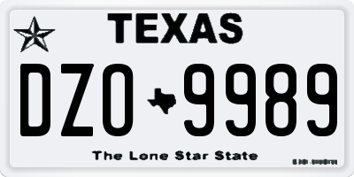 TX license plate DZO9989