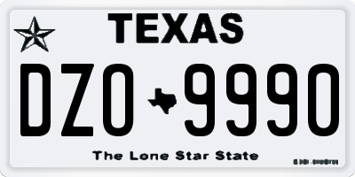 TX license plate DZO9990