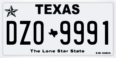 TX license plate DZO9991