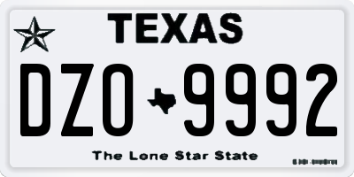 TX license plate DZO9992