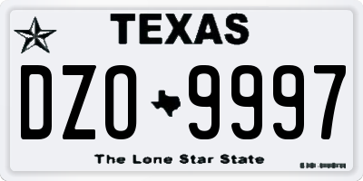 TX license plate DZO9997