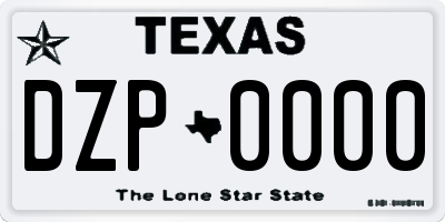 TX license plate DZP0000