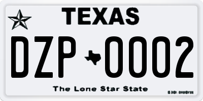 TX license plate DZP0002