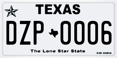 TX license plate DZP0006