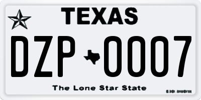 TX license plate DZP0007