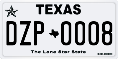 TX license plate DZP0008