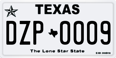 TX license plate DZP0009