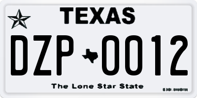 TX license plate DZP0012