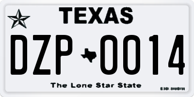 TX license plate DZP0014