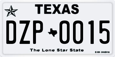 TX license plate DZP0015