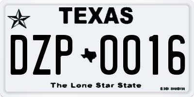 TX license plate DZP0016