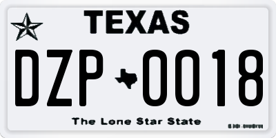 TX license plate DZP0018