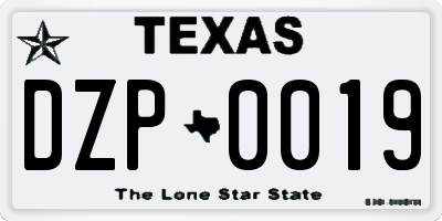 TX license plate DZP0019