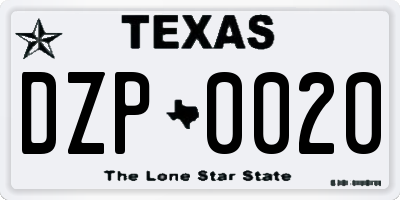 TX license plate DZP0020