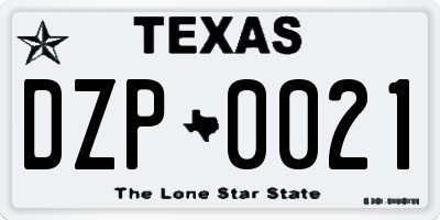 TX license plate DZP0021