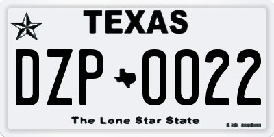 TX license plate DZP0022
