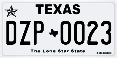 TX license plate DZP0023