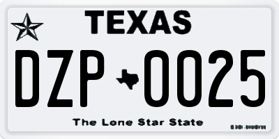 TX license plate DZP0025