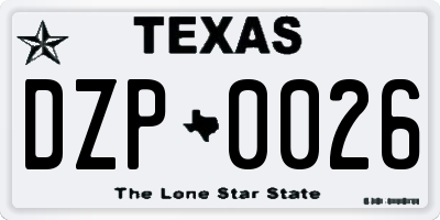 TX license plate DZP0026