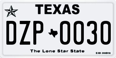 TX license plate DZP0030