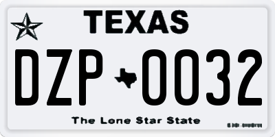 TX license plate DZP0032