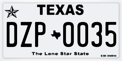 TX license plate DZP0035