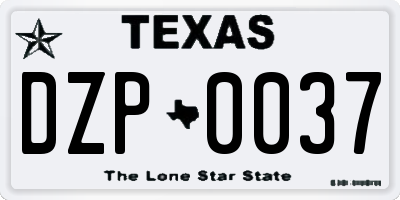 TX license plate DZP0037