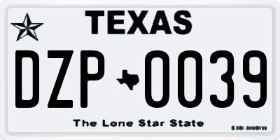 TX license plate DZP0039