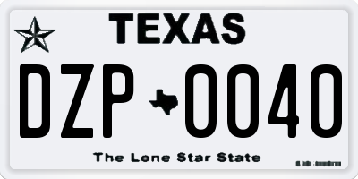 TX license plate DZP0040