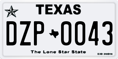 TX license plate DZP0043