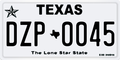 TX license plate DZP0045