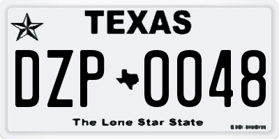 TX license plate DZP0048