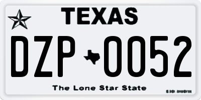 TX license plate DZP0052