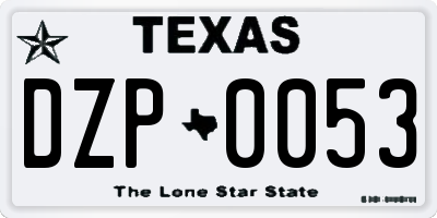 TX license plate DZP0053