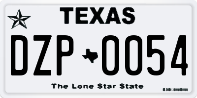 TX license plate DZP0054