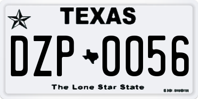 TX license plate DZP0056