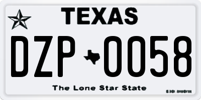 TX license plate DZP0058