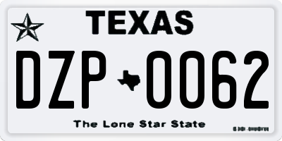 TX license plate DZP0062