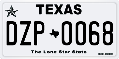 TX license plate DZP0068